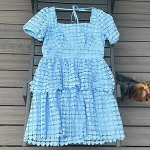 Amylynn Charming Blue Lace Dress Large